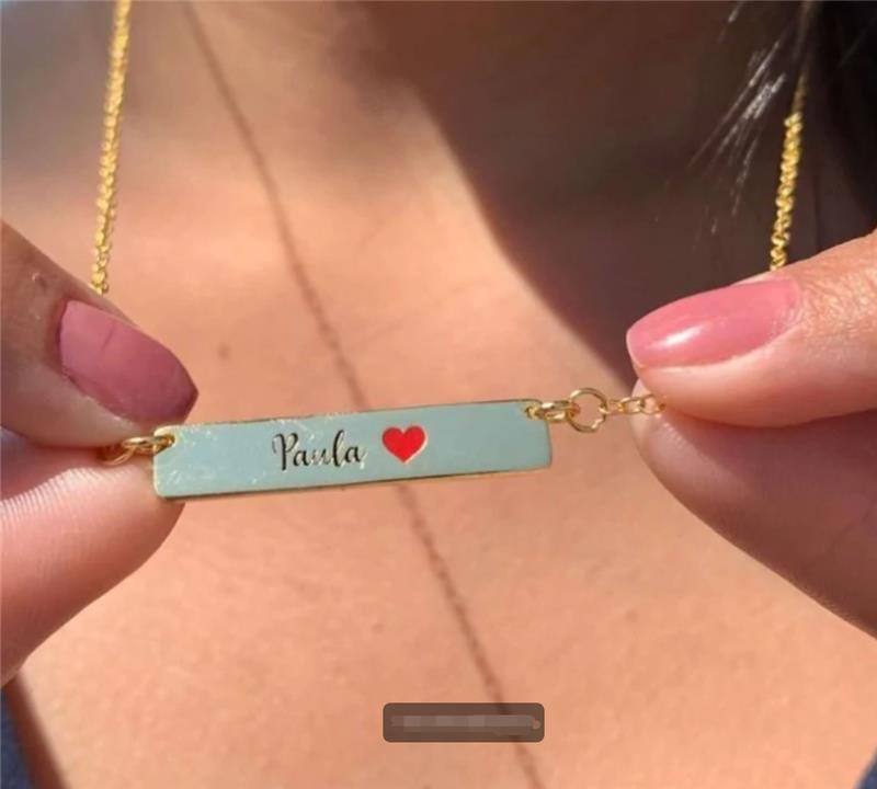שרשרת חריטה מלבן בעיצוב אישי